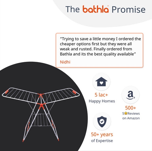 Bathla Mobidry Neo - Foldable Cloth Drying Stand For Home (Orange)